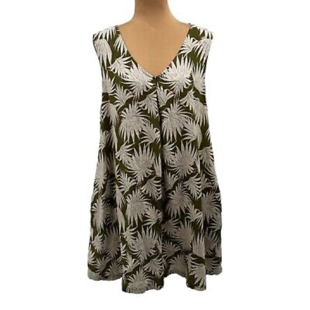 Linen Green and White Dress